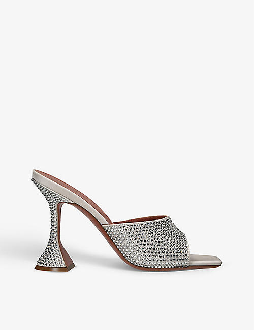 AMINA MUADDI: Lupita crystal-embellished satin heeled courts
