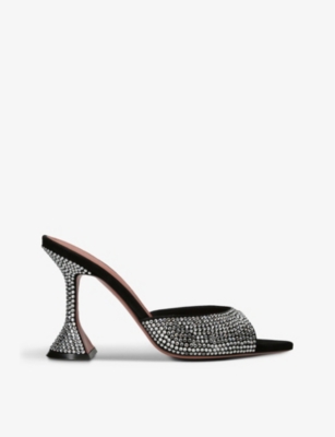 AMINA MUADDI: Caroline crystal-embellished suede heeled sandals