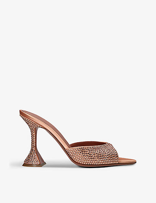 AMINA MUADDI: Caroline crystal-embellished satin heeled sandals