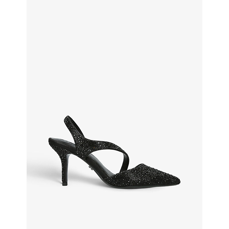 Carvela Womens Black Symmetry Jewel-embellished Heeled Court Shoes