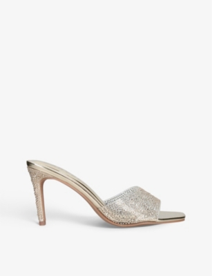 CARVELA: Lovebird crystal-embellished stiletto vinyl mules