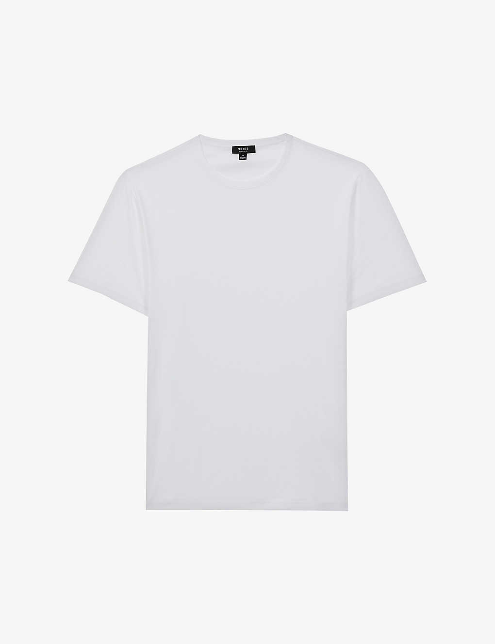 Reiss Mens White Capri Slim-fit Cotton T-shirt