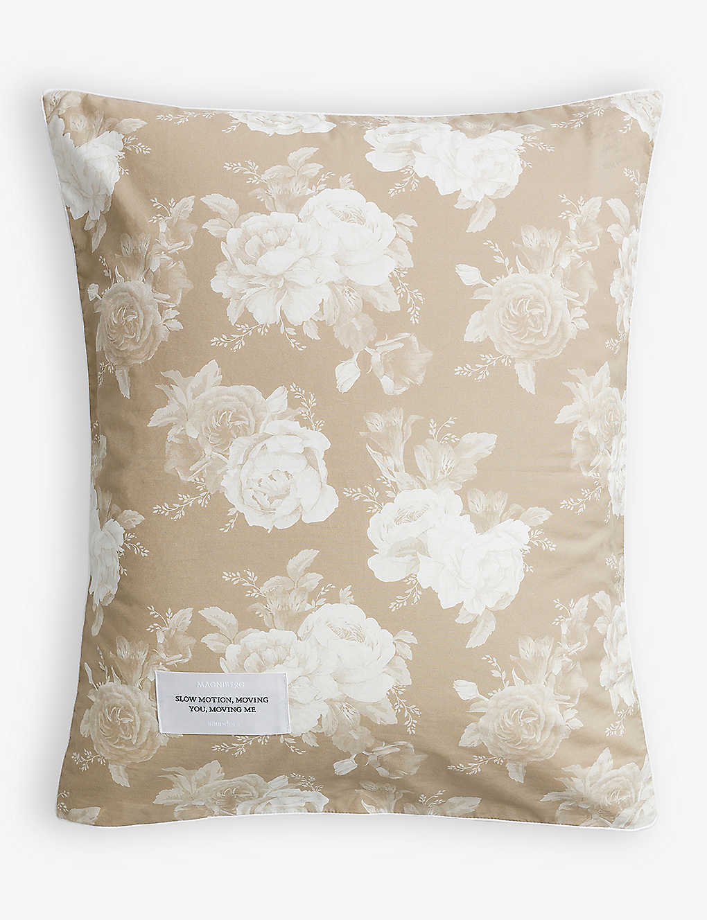Magniberg Beige Sweet Graphic-print Branded Cotton Pillowcase 50cm X 75cm