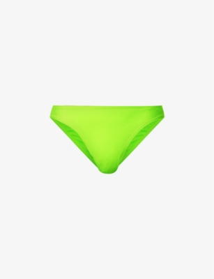 Good American Womens Electric Lime002 Better Elasticated-waist Mid-rise Bikini Bottoms