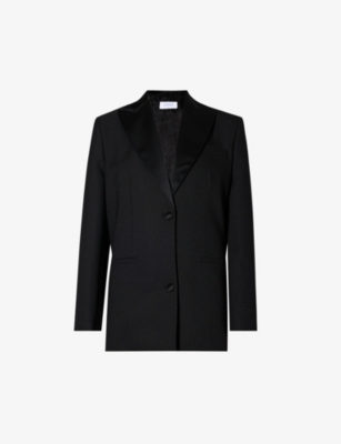 OFF-WHITE OFF-WHITE C/O VIRGIL ABLOH WOMENS BLACK BLAC DRILL TOMB PADDED-SHOULDER REGULAR-FIT WOVEN BLAZER