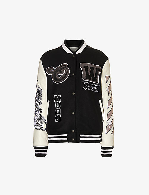 OFF-WHITE C/O VIRGIL ABLOH: Meteor logo-embroidered leather jacket