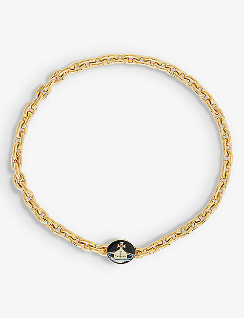 VIVIENNE WESTWOOD: Loelia logo-plaque gold-plated brass necklace
