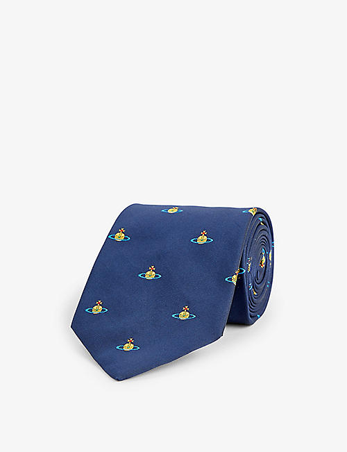 VIVIENNE WESTWOOD: Orb brand-pattern wide-blade silk tie