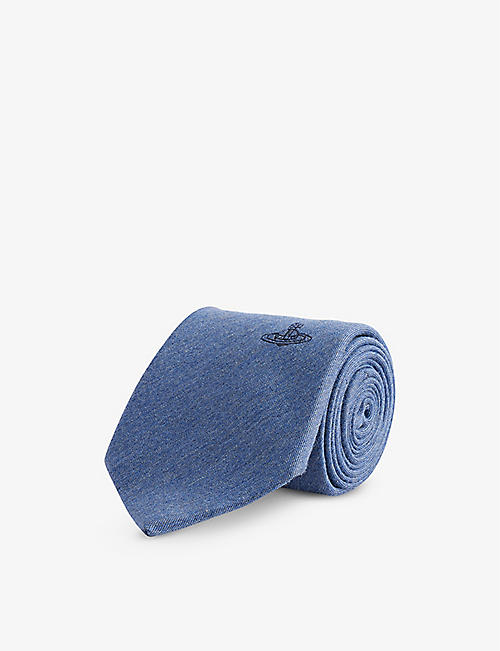 VIVIENNE WESTWOOD: Orb brand-embroidered wool and silk-blend tie