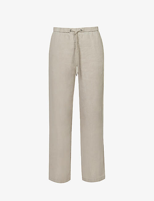 JAMES PERSE: Textured straight-leg high-rise linen trousers