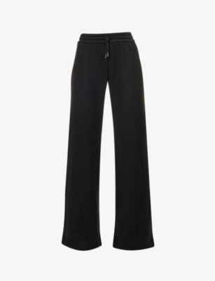 OFF-WHITE OFF-WHITE C/O VIRGIL ABLOH WOMENS BLACK WIDE-LEG MID-RISE COTTON JOGGING BOTTOMS,66792278