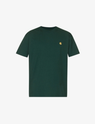 Carhartt Chase Logo-embroidered T-shirt In Discovery Green  Gold