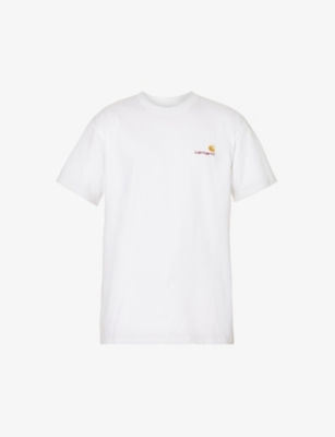 Carhartt Wip Mens White American Script Logo-embroidered Cotton-jersey T-shirt