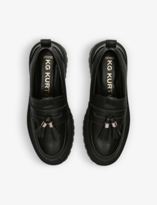 Shop Kg Kurt Geiger Women's Black Maggie Tassel-detail Vegan Faux-leather Loafers