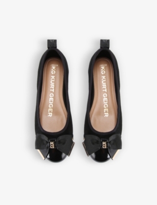 KG KURT GEIGER: Megan bow-embellished faux-leather flat courts