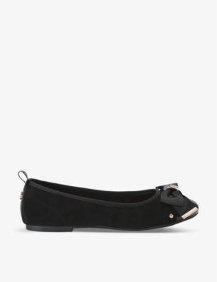 KG KURT GEIGER: Megan bow-embellished faux-leather flat courts