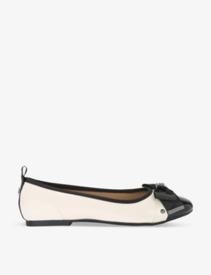 Kg Kurt Geiger Womens Bone Megan Bow-embellished Faux-leather Flat Courts