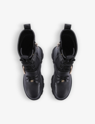 Shop Kg Kurt Geiger Women's Black Trekker Smart Chunky-sole Faux-leather Ankle Boots