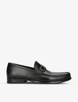 Shop Ferragamo Salvatore  Men's Black Grandioso Leather Loafers