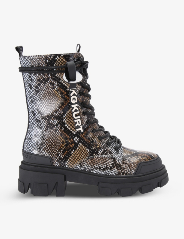 Trekker logo-embossed faux-leather ankle boots