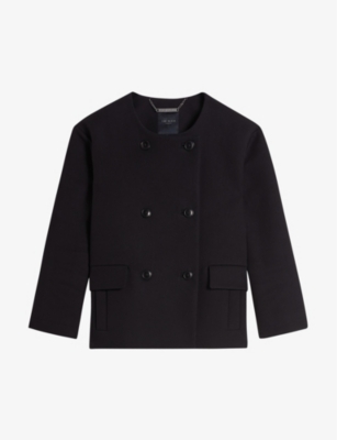 TED BAKER: Molleia double-breasted cropped-length cotton coat