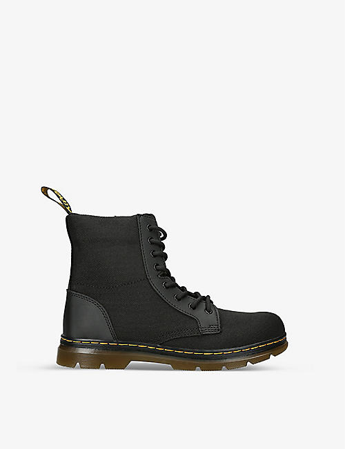 DR MARTENS: Combs 8-eyelet lace-up leather and mesh boots 9-10 years