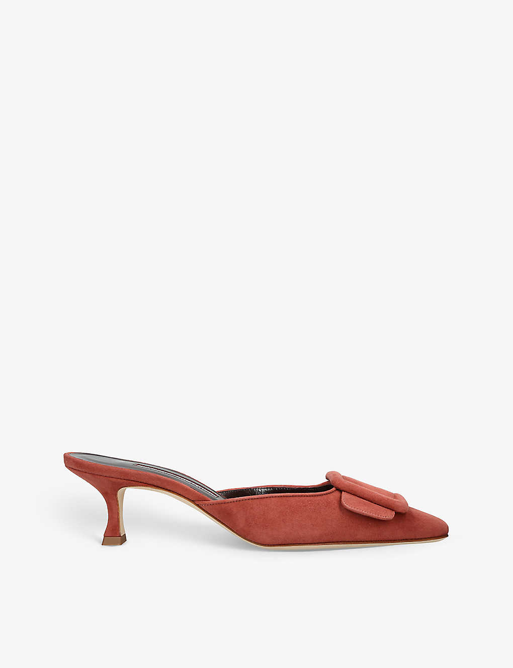 Manolo Blahnik Maysale Buckled Suede Heeled Mules In Red/other