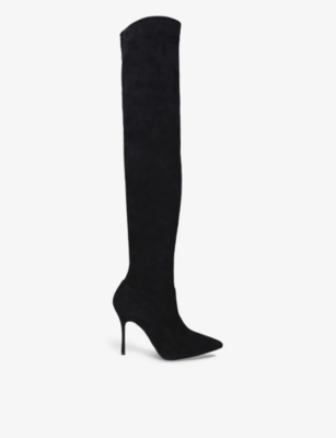 MANOLO BLAHNIK MANOLO BLAHNIK WOMENS BLACK PASCALAREHI THIGH-HIGH SUEDE HEELED BOOTS,66812013