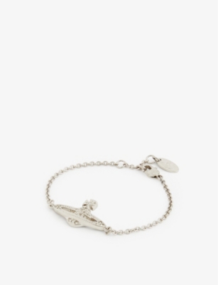 LOUIS VUITTON Monogram Flower Heart Charm Women's Silver Chain Bracelet  Designer