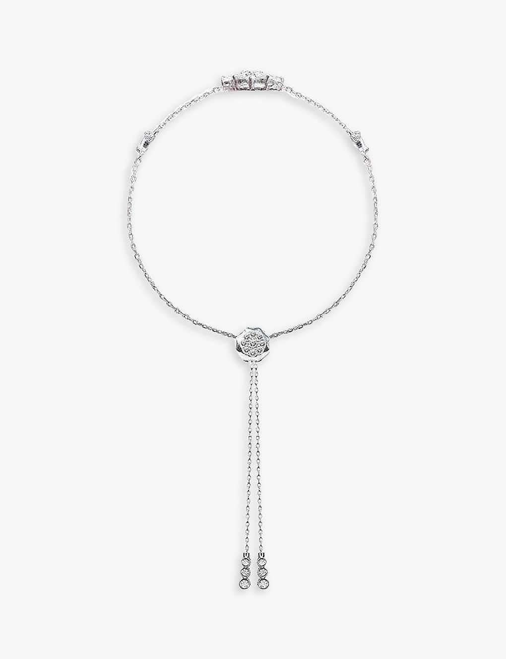 Carat London Womens Silver Camelia Sterling-silver And Cubic Zirconia Bracelet