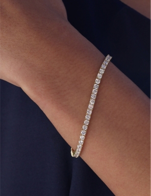 CARAT LONDON: Francine yellow-gold plated vermeil sterling-silver and 3.05ct cubic zirconia tennis bracelet