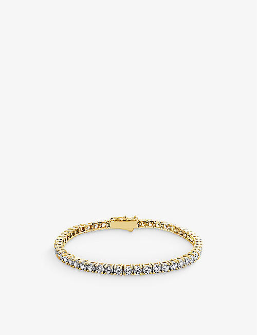 CARAT LONDON: Francine yellow-gold plated vermeil sterling-silver and 3.05ct cubic zirconia tennis bracelet