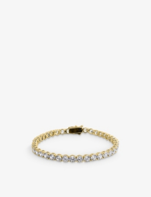 CARAT LONDON: Hailey gold-plated vermeil sterling silver and 9.5ct cubic zirconia tennis bracelet