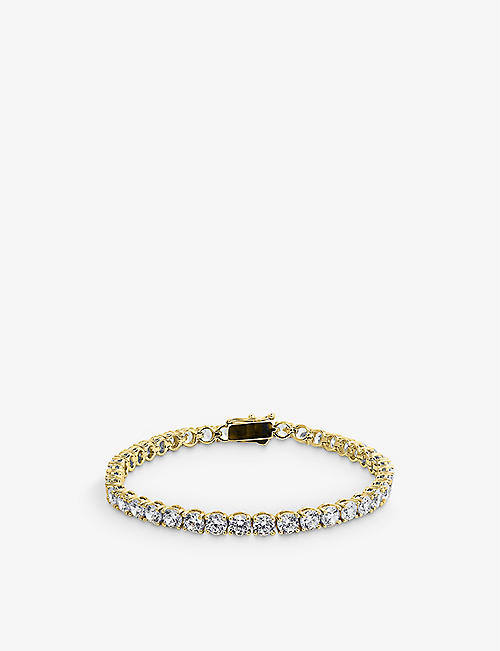 CARAT LONDON: Hailey gold-plated vermeil sterling silver and 9.5ct cubic zirconia tennis bracelet