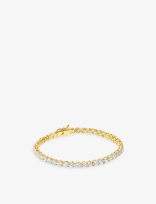 Carat London Womens Gold Hailey Gold-plated Vermeil Sterling Silver And 9.5ct Cubic Zirconia Tennis  In Gold