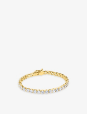 CARAT LONDON: Hailey gold-plated vermeil sterling silver and 9.5ct cubic zirconia tennis bracelet