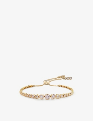 Carat London Womens Gold Quentin Yellow Gold-plated Vermeil Sterling-silver And Cubic Zirconia Brace