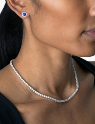 Carat London Womens Silver Gwen Sterling-silver And Cubic Zirconia Stud Earrings In Silver