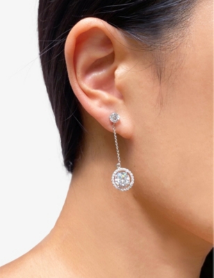 Carat London Womens Silver Ida Sterling-silver And Cubic Zirconia Drop Earrings In Silver