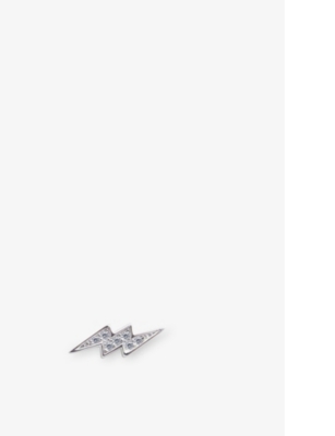 Carat London Womens Silver Lightning Sterling Silver And Cubic Zirconia Single Stud Earring In Silver