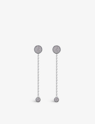 CARAT LONDON: Gala stud and chain sterling-silver and cubic zirconia drop earrings