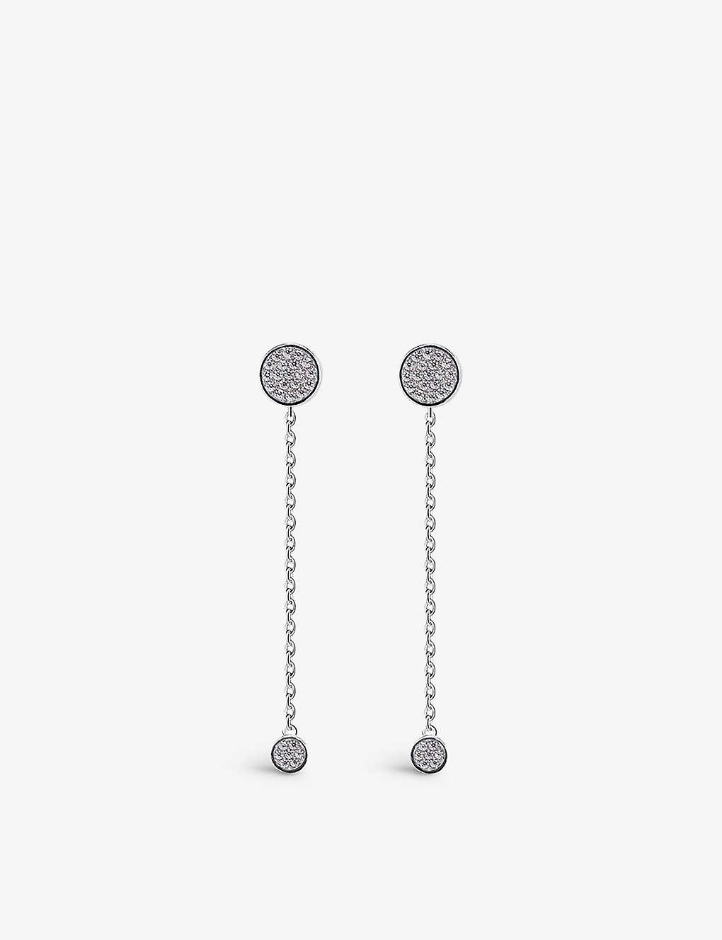 Carat London Womens Silver Gala Stud And Chain Sterling-silver And Cubic Zirconia Drop Earrings