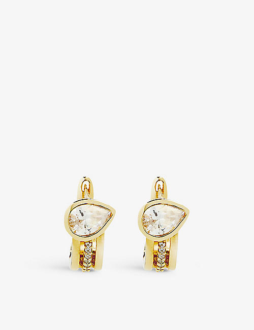 CARAT LONDON: Jaia yellow gold-plated vermeil sterling silver and cubic zirconia hoop earrings