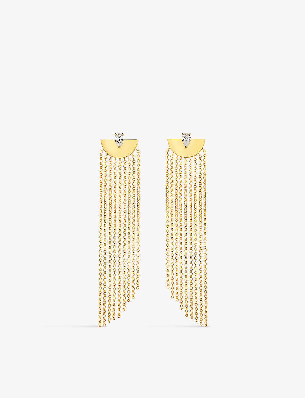 Carat London Womens Gold Maia Yellow Gold-plated Vermeil Sterling-silver And Cubic Zirconia Drop Ear