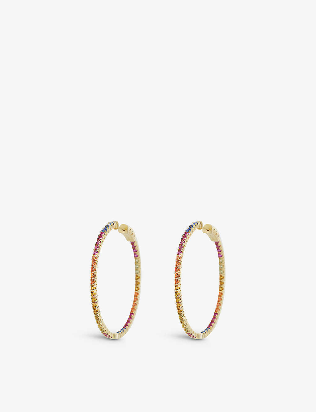 Carat London Womens Gold Rainbow Large Yellow-gold Plated Vermeil Sterling Silver Hoops And Gemstone