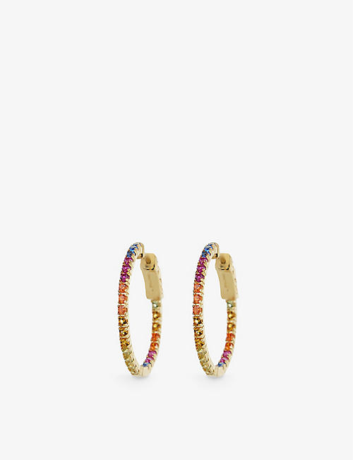 CARAT LONDON: Rainbow yellow-gold vermeil-plated sterling-silver and cubic zirconia hoop earrings