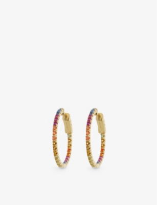Carat London Womens Gold Rainbow Yellow-gold Vermeil-plated Sterling-silver And Cubic Zirconia Hoop