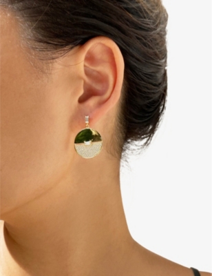 CARAT LONDON: Sula yellow-gold vermeil-plated sterling-silver and cubic zirconia earrings