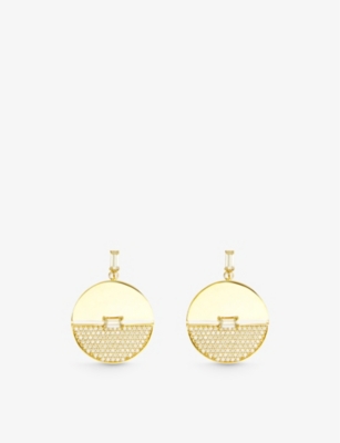 CARAT LONDON: Sula yellow-gold vermeil-plated sterling-silver and cubic zirconia earrings