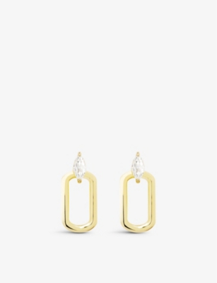 Carat London Womens Gold Tori Yellow-gold Vermeil-plated Sterling-silver And Cubic Zirconia Hoop Ear